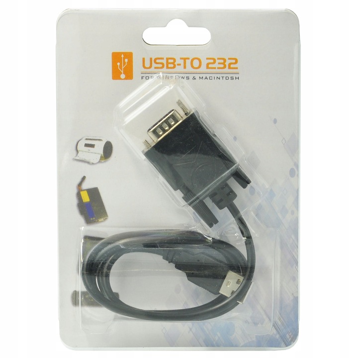 PRZEJŚCIÓWKA ADAPTER KONWERTER USB TYPU A DO RS232 0,8m DO DRUKARKI KASY