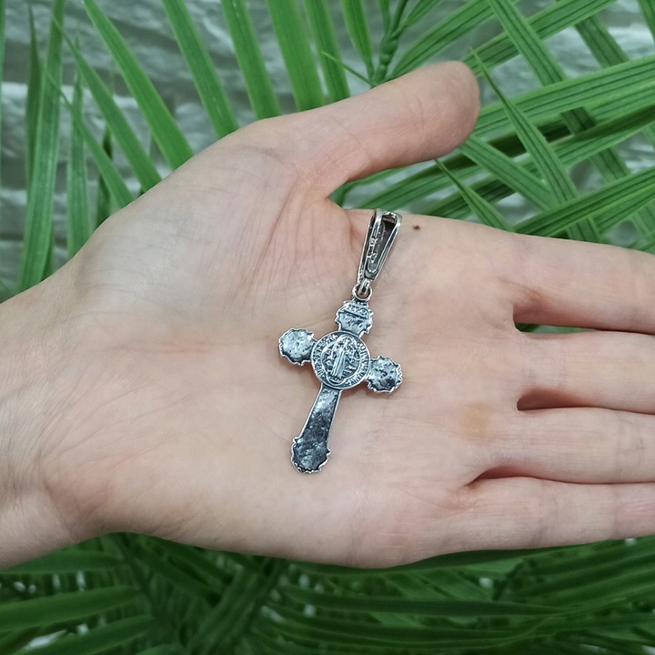 Krzyżyk srebrny duży św.benedykt pr.925