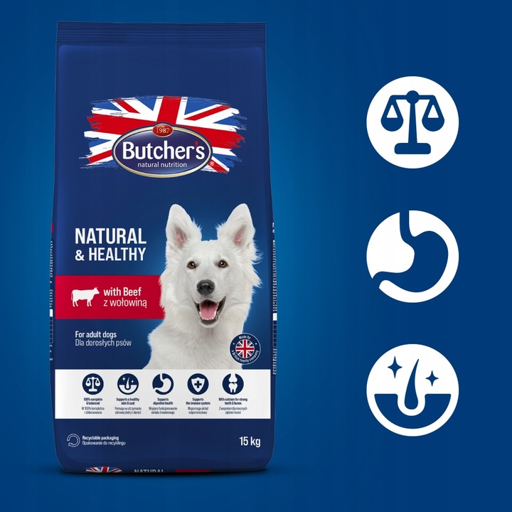 Sucha karma dla psa Butchers wołowina 15kg z witaminami i minerałami N&H