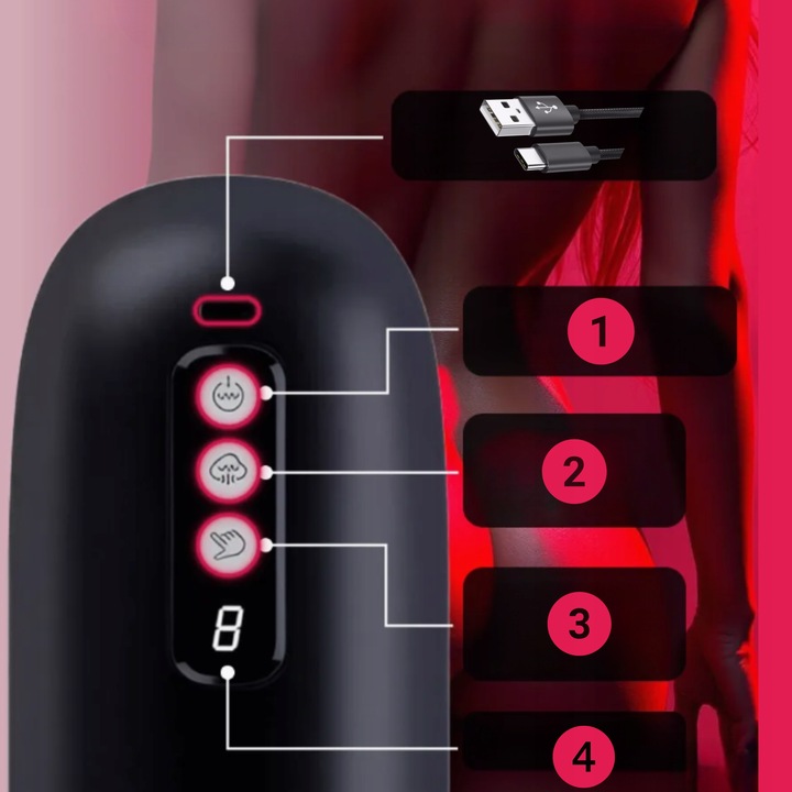 MASTURBATOR MĘSKI automatyczny USTA PUPA POCHWA ssący elektryczny 8 funkcji