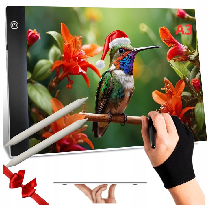 TABLET GRAFICZNY XL DESKA KREŚLARSKA DLA DZIECI RYSOWANIA LED A3 + GRATIS