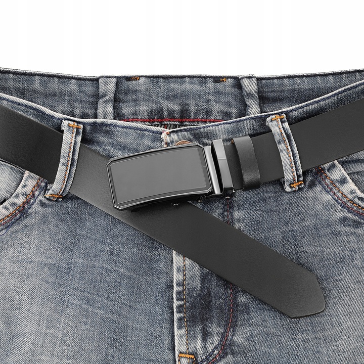 REVERSE PASEK SKÓRZANY MĘSKI DO SPODNI AUTOMAT CZARNY SKÓRA NATURALNA 105