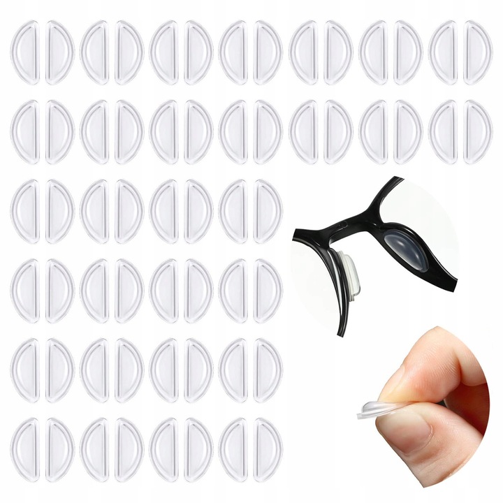 32 PAR NOSKÓW PRZYKLEJANYCH PRZEZROCZYSTYCH DO OKULARÓW 64 NOSKÓW SILIKON