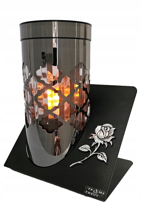 SOLARNY ZNICZ LED NAGROBNY SREBRNY WYTRZYMAŁY WIECZNA LAMPKA PARIS 23CM