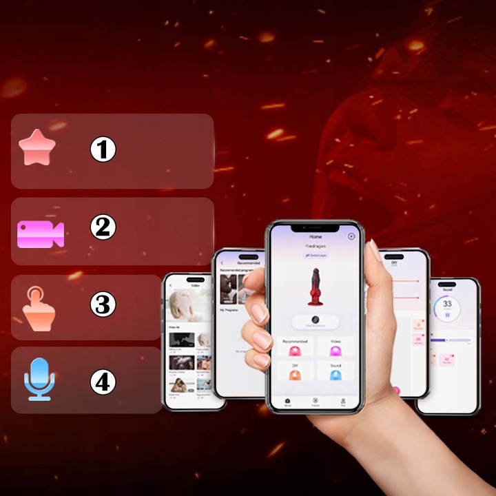 Analne Dildo Wibrujące z pilotem,7 trybów stymulacji Kontrola aplikacji APP