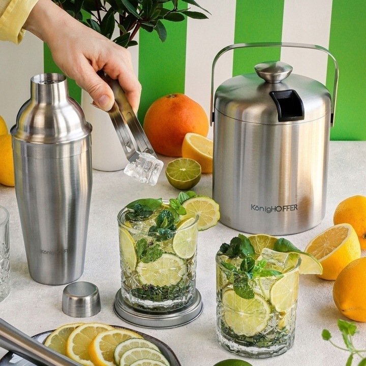 WIADERKO NA LÓD Pojemnik NA KOSTKI LODU z SZCZYPCAMI KonigHOFFER Lugo 1,3 l