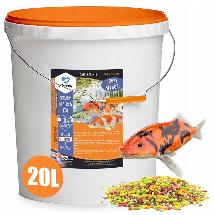 POKARM DLA RYB KOI KARPI KARMA MIX OCZKO WODNE 20L