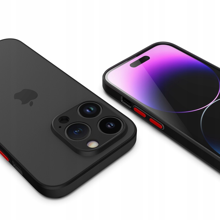 ETUI DO IPHONE 15 PRO MATOWE CASE OCHRONA APARATU WZMACNIANE | CZARNE