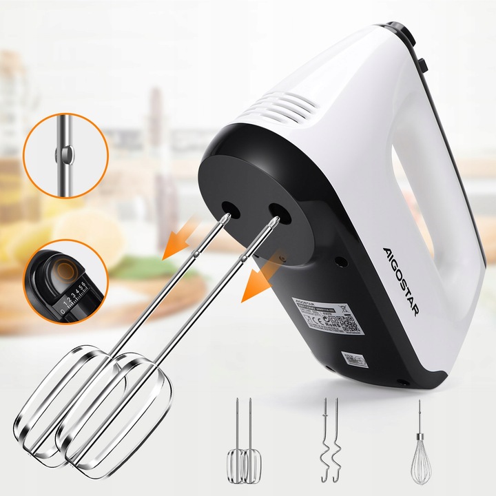 Mikser ręczny elektryczny kuchenny 400W 6 biegów TURBO 5 mieszadła