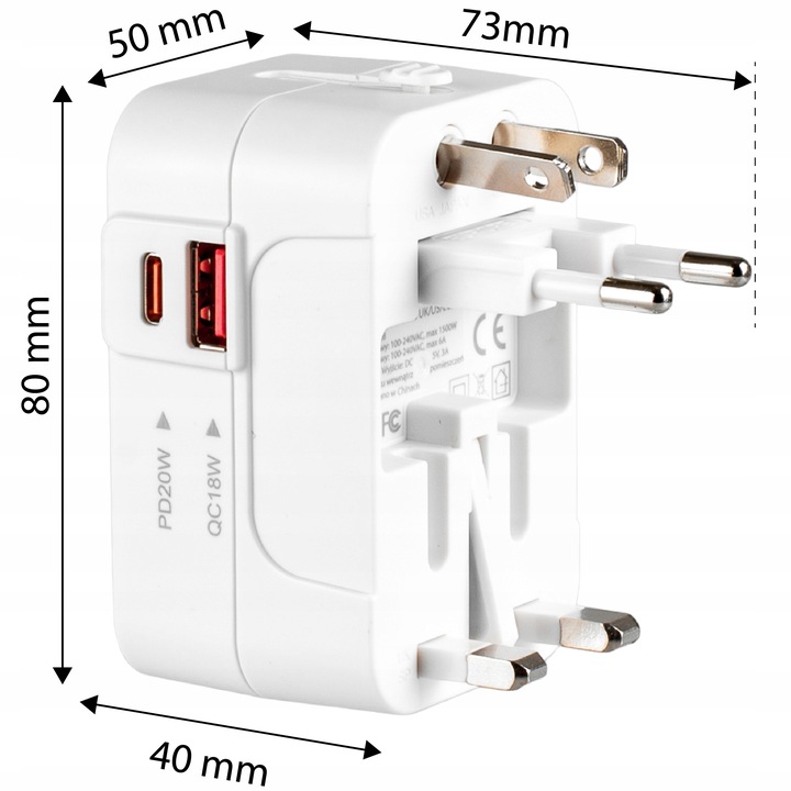 PRZEJŚCIÓWKA ADAPTER GNIAZDKA PODRÓŻNY UK USA EU CAŁY ŚWIAT ŁADOWARKA