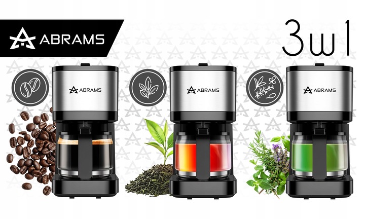 EKSPRES DO KAWY PRZELEWOWY 800ML 1000W BLOKADA KAPANIA PODTRZYMANIE TEMP