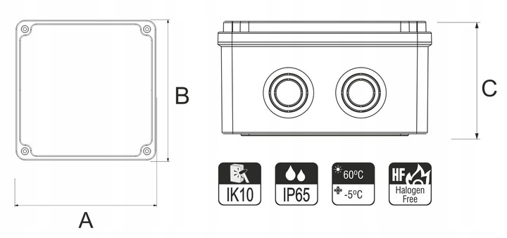 PUSZKA HERMETYCZNA NATYNKOWA ABS IP65 190X150X80 SKRZYNKA OBUDOWA