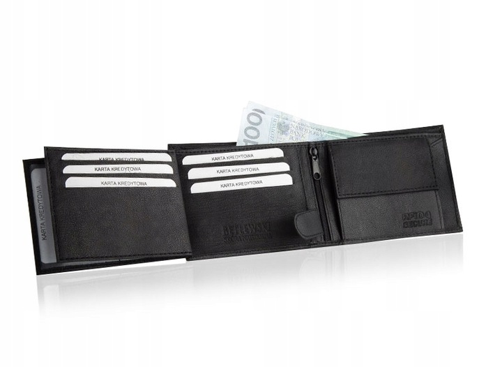 BETLEWSKI Portfel męski skórzany z przegródkami miejsce na zdjęcie