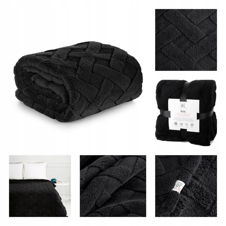 MIĘKKI KOC PLED GRUBY PUSZYSTY TŁOCZONY 200x220 NARZUTA NA ŁÓŻKO KANAPĘ