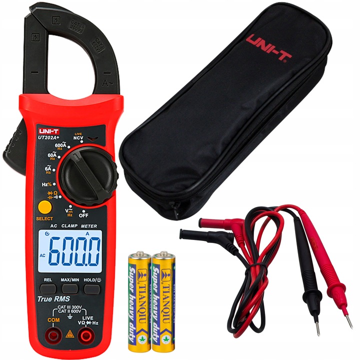 MULTIMETR AMPEROMIERZ MIERNIK PRĄDU CĘGOWY ETUI LCD ZESTAW UT202A+