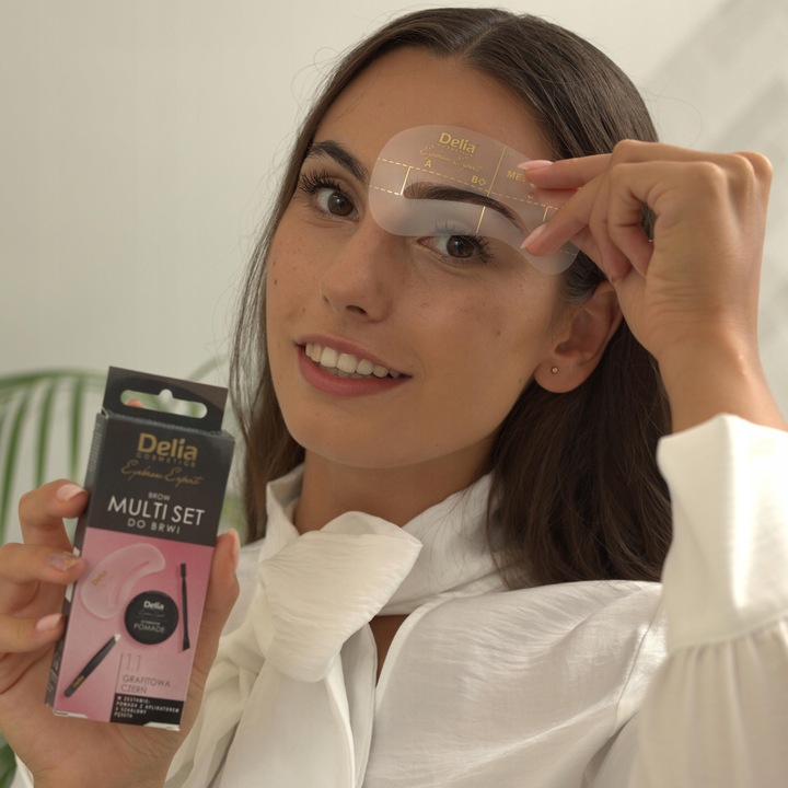 DELIA Multi Set do brwiL pomada 1.1 GRAFITOWA, szablony i pęsetka