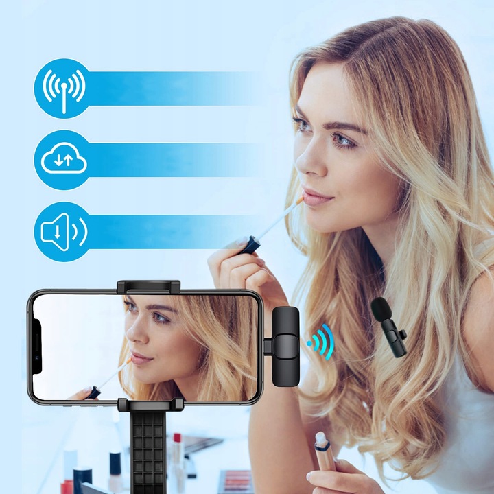 2x MIKROFON BEZPRZEWODOWY KRAWATOWY + ODBIORNIK USB-C + ADAPTER DO IPHONE