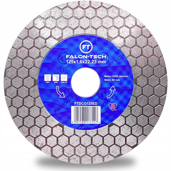 TARCZA DIAMENTOWA 125mm x 22 DO PŁYTEK GRESU GLAZURY SZLIFOWANIA CIĘCIA 45°