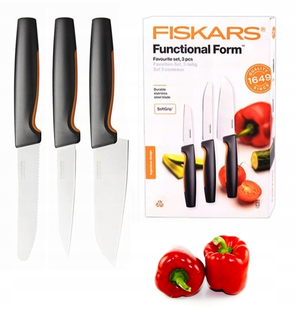 FISKARS FF KOMPLET 3 NOŻY STALOWYCH W PUDEŁKU 1057556 FAVOURITE SET