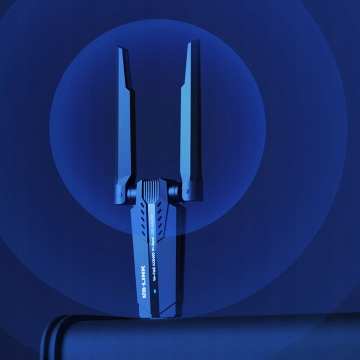 Adapter Karta Sieciowa WiFi na USB z Antenami Tri-Band 2.4GHz 5GHz 6GHz