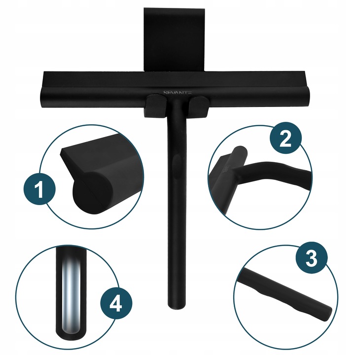 ŚCIĄGACZKA DO WODY PARY SZYB KABIN LUSTER HACZYK CZARNA NA PREZENT SEVANTE