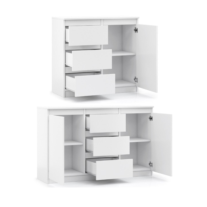 Komoda Szafka Zestaw 2szt POJEMNA Szuflady Grafit Dąb Wotan NATALIA