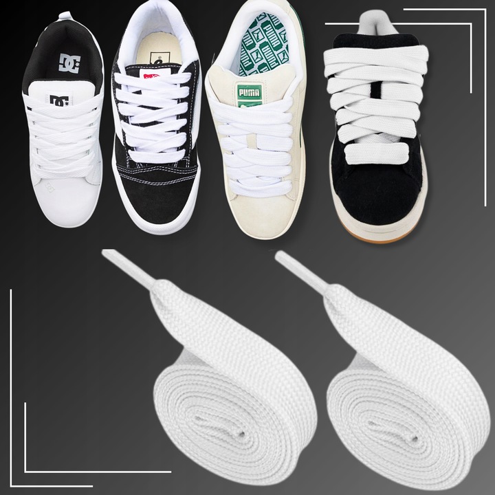 Sznurówki Białe Grube 15mm Sznurowadła Do Butów Szerokie Campusy Knu 90 cm