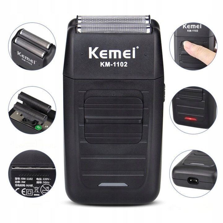 BEZPRZEWODOWA GOLARKA FOLIOWA DO GOLENIA BRODY WŁOSÓW MĘSKA MASZYNKA KEMEI