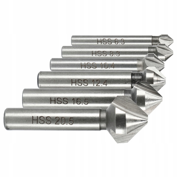 FAZOWNIK POGŁĘBIACZ STOŻKOWY DO METALU WIERTŁA FREZY ZESTAW 6SZT RASTOOL