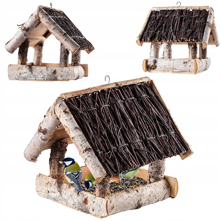 KARMNIK DLA PTAKÓW DUŻY XXL DOMEK DREWNIANY WISZĄCY BUDKA OZDOBA DO