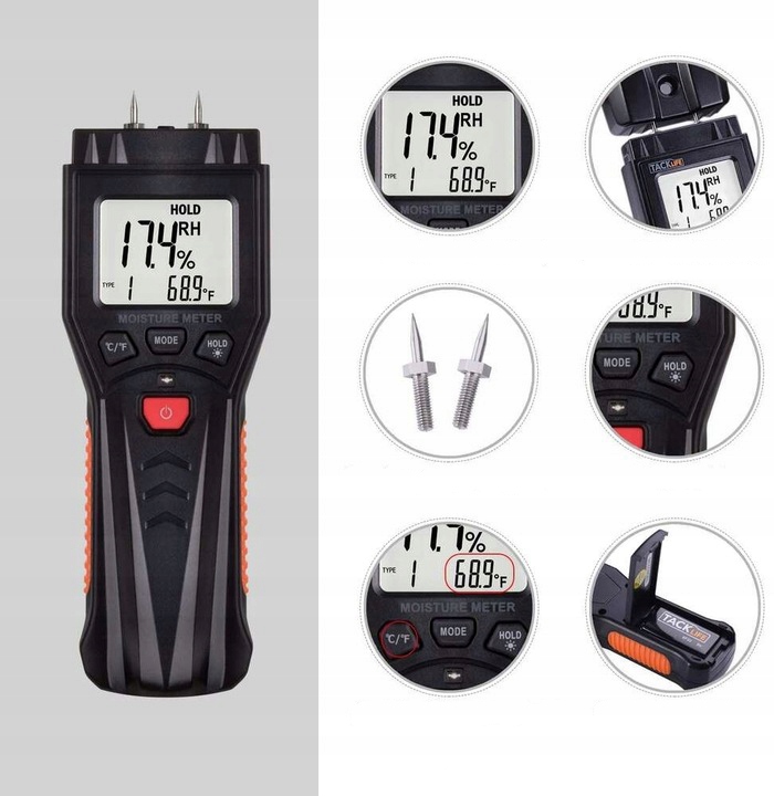 Profesjonalny miernik wilgotności do DREWNA BETONU CEGŁY GIPSU TYNKU