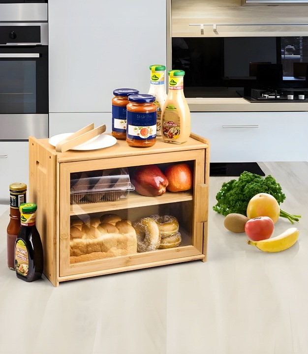 Chlebak bambusowy pojemnik żywność przyprawy półka szafka do kuchni