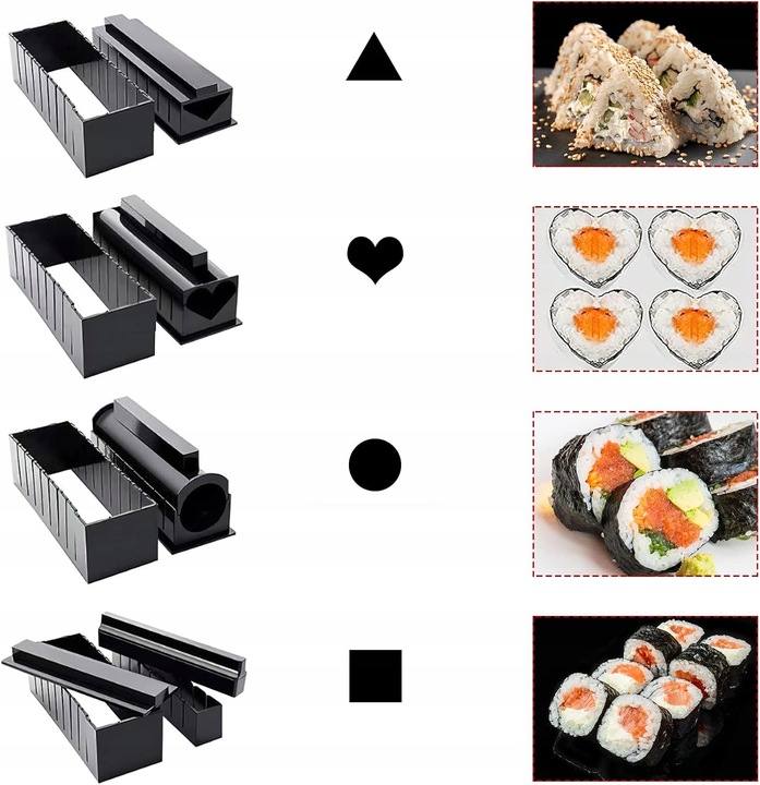 30SZT ZESTAW MASZYNKA DO ROBIENIA SUSHI Z ROLKA MATA PRASKA NÓŻ DO