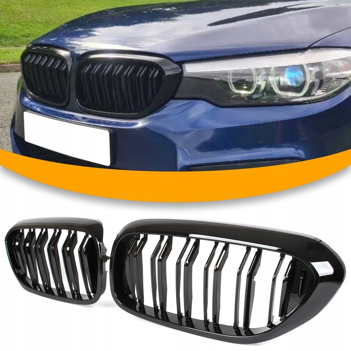 Grill Atrapa Nerki Czarny Połysk 2 szt BMW 5 G30 G31 Przedlift Pakiet M5