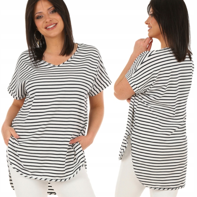 Moda Fresca F625 paski Oversizowa asymetryczna TUNIKA