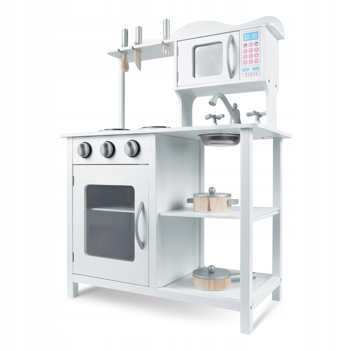 ZESTAW KUCHNIA DREWNIANA DLA DZIECI KUCHENKA RETRO DUŻA PALNIKI + ACKESORIA