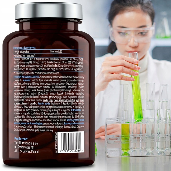 WITAMINA B COMPLEX MAX ZMĘCZENIE UKŁAD NERWOWY UMYSŁ METABOLIZM 90 DNI WEGE