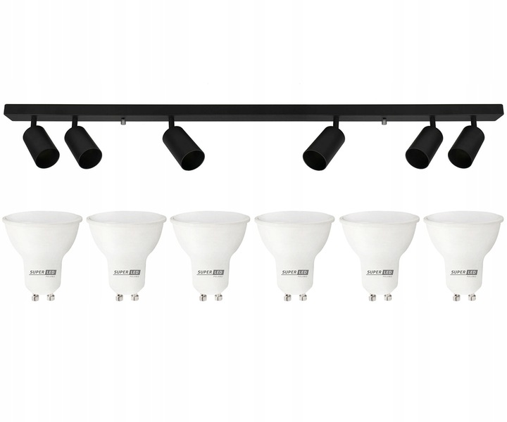 Lampa sufitowa szyna spot kinkiet oprawa natynkowa + 6x GU10 LED 6W