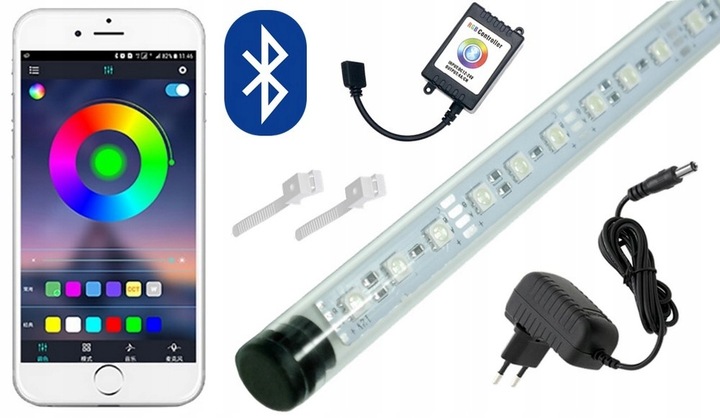Świetlówka LED RGB akwarium BLUETOOTH 50cm I