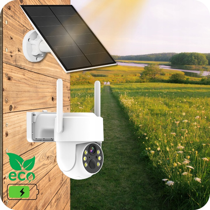 SOLARNA KAMERA WIFI 4MPX SMART ZEWNĘTRZNA OBROTOWA IP BEZPRZEWODOWA ALARM