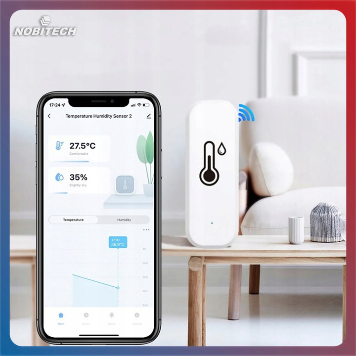 TERMOMETR CZUJNIK TEMPERATURY WILGOTNOŚCI HIGROMETR WIFI TUYA SMART