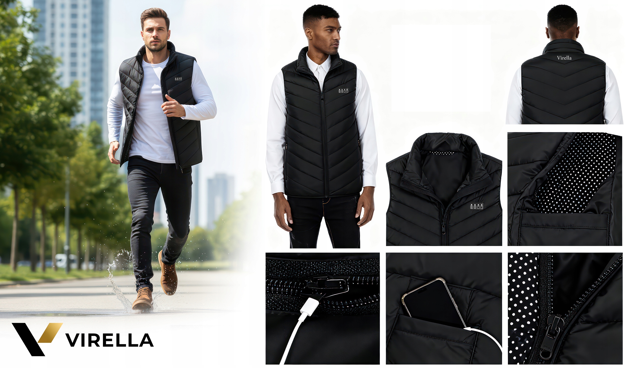 KAMIZELKA PODGRZEWANA OGRZEWANA 21 STREF USB XL MĘSKA BEZRĘKAWNIK POWERBANK