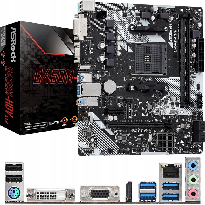 Płyta główna ASRock B450M Micro ATX Socket AM4 pod AMD Ryzen USB3 M.2 NVMe