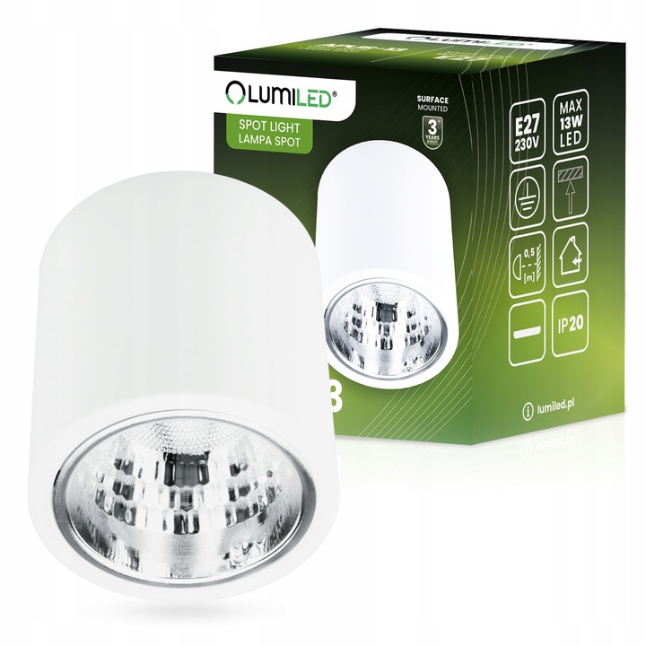 Oprawa Natynkowa Lampa Sufitowa SPOT DUŻA TUBA LED E27 Okrągła Walec