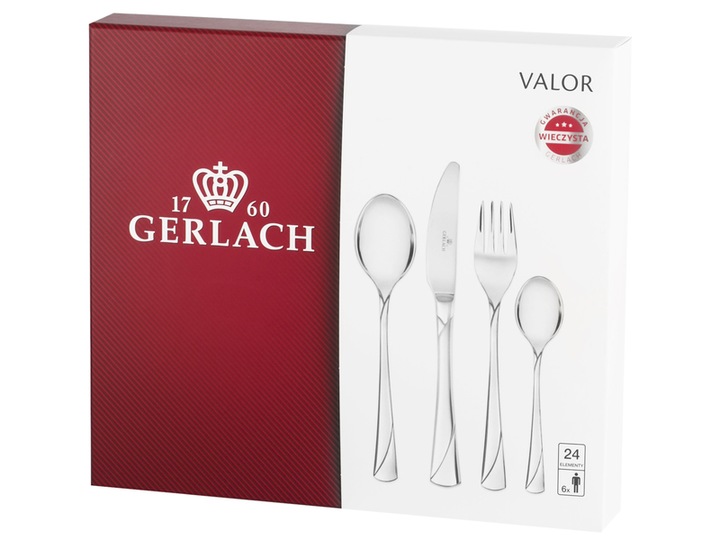 GERLACH ZESTAW SZTUĆCÓW KOMPLET OBIADOWY NA 6 OSÓB VALOR POŁYSK 24 EL