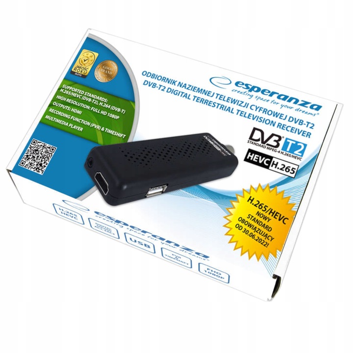 MINI DEKODER TUNER TV DVB-T2 HEVC H.265 FULL HD PILOT KABEL HDMI