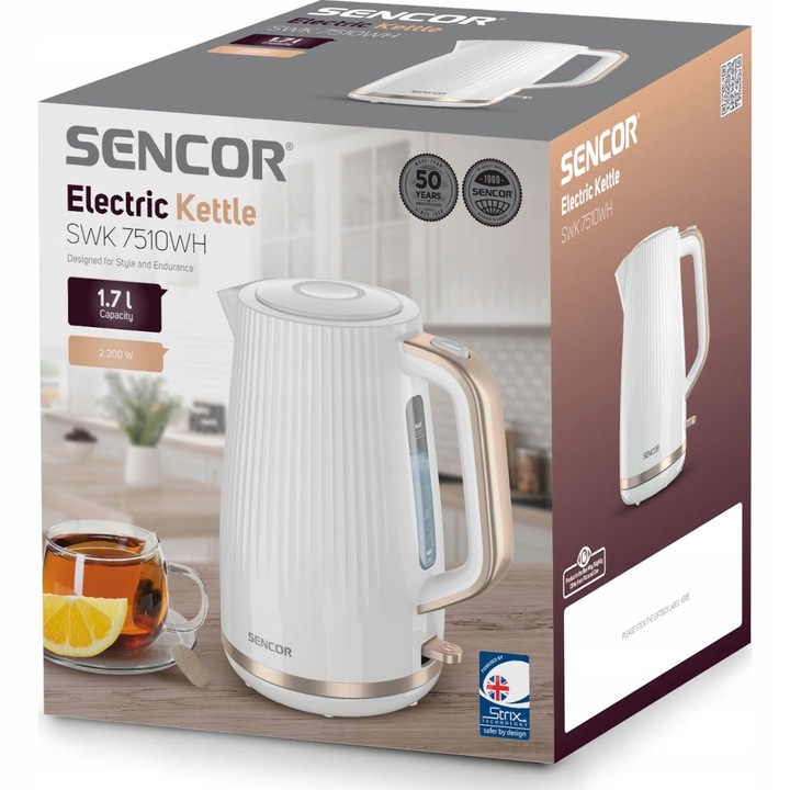 Czajnik Elektryczny 1,7L Bezprzewodowy Sencor 7510WH 2200W Wskaźnik