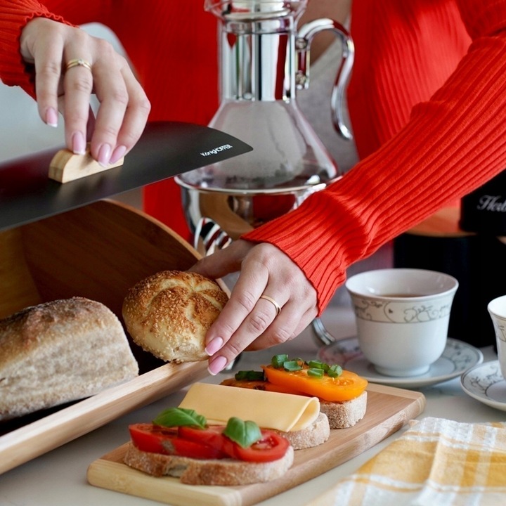 Zestaw CHLEBAK BAMBUSOWY + 3x Puszka KAWA HERBATA CZARNY Konighoffer Cosmic