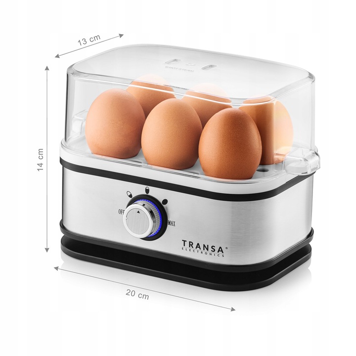 Jajowar do gotowania 6 JAJEK 3 STOPNIE POZIOMU TWARDOŚCI AUTOMAT TIMER