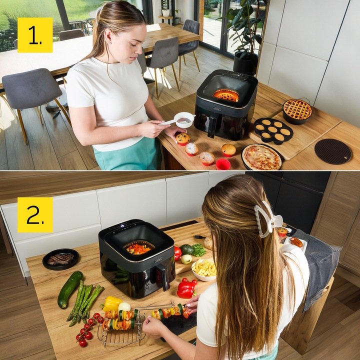Frytkownica beztłuszczowa 6,5L Air Fryer Yoer 1700W +Duże okno 12 programów